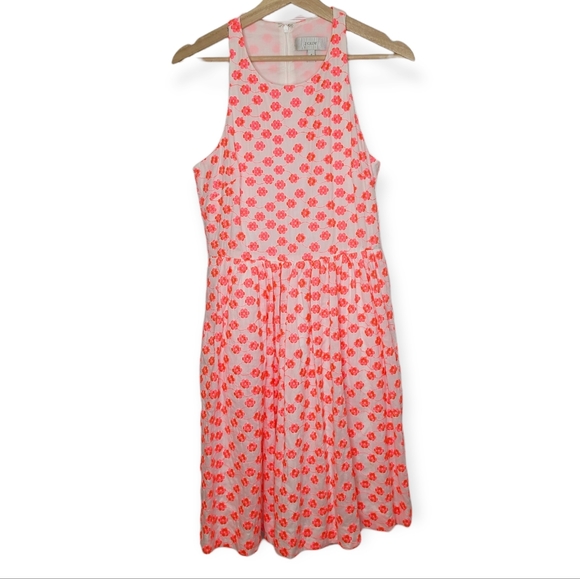 J. Crew Neon Pink Floral Embroidered Halter Racer Dress with Pockets - Picture 3 of 8